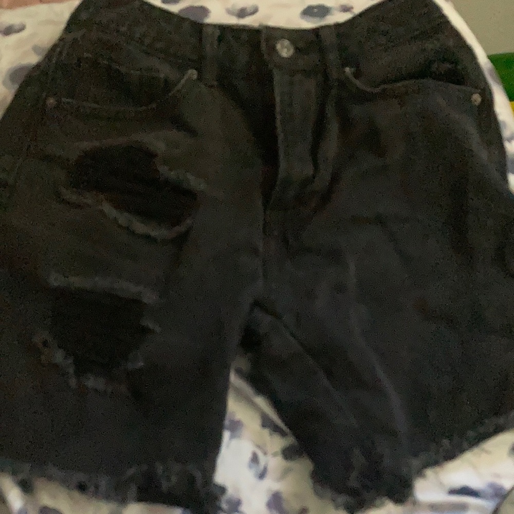Black jean shorts